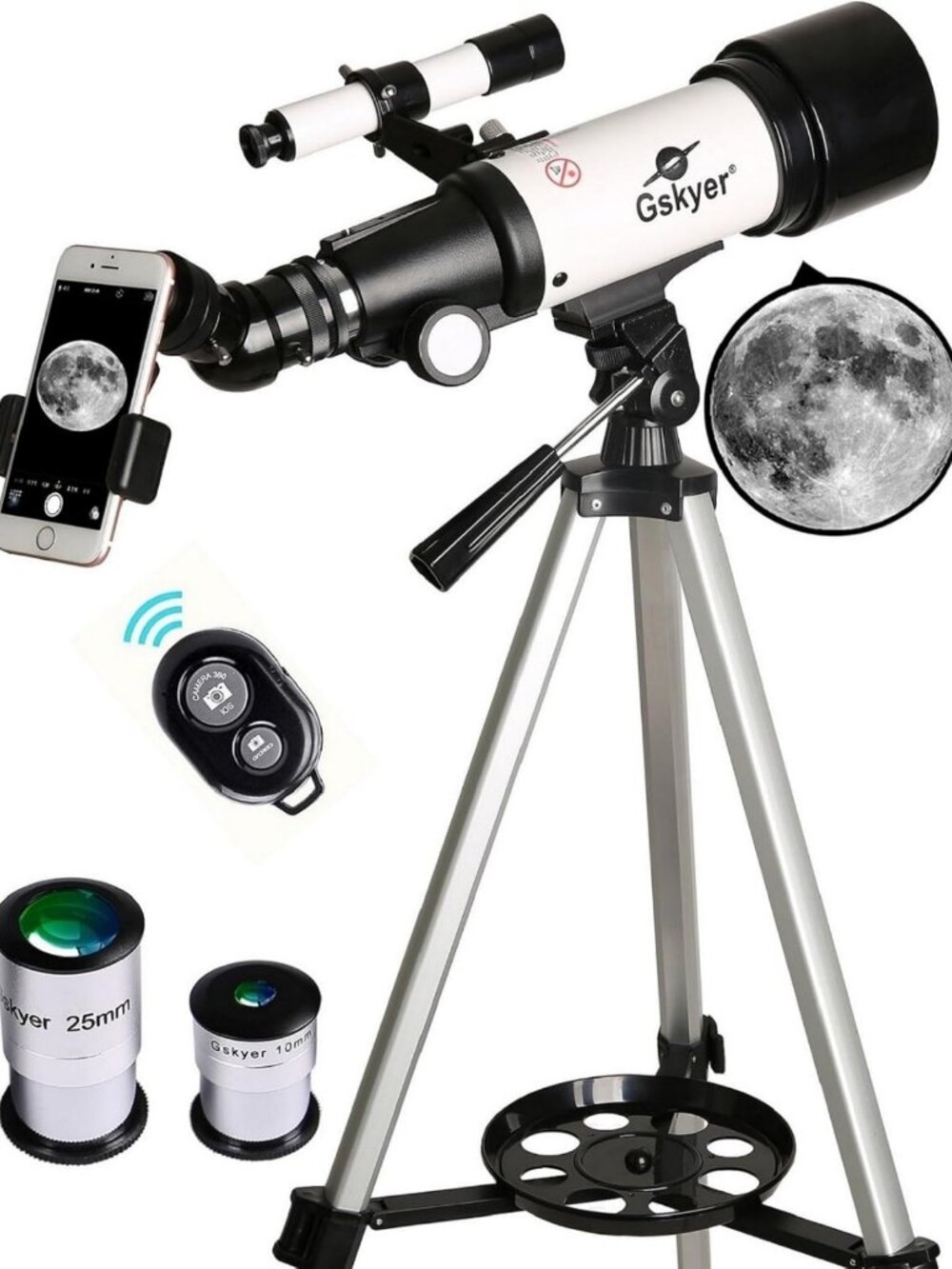 70mm Aperture 400mm Refracting Telescope for Kids & Beginners - Travel Ready